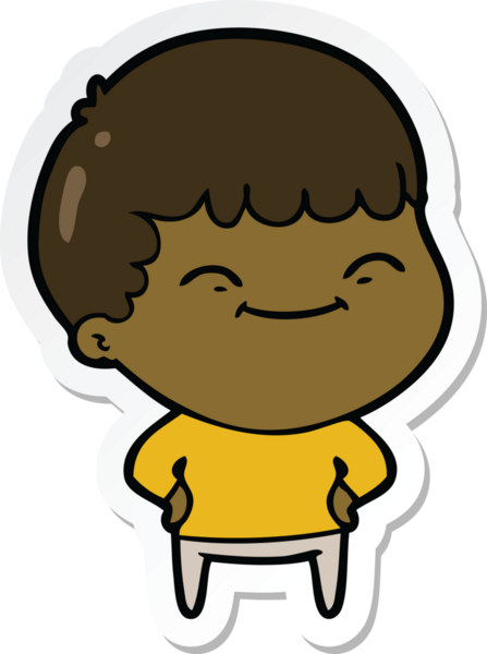 Bir insan tarafından çizilmiş mutlu bir çocuğun çıkartması.