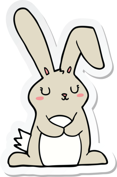 Bir insan tarafından çizilmiş çizgi film tavşanının çıkartması.