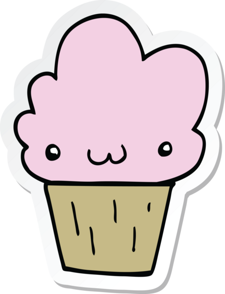 Bir insan tarafından çizilmiş karikatür kapkekinin etiketi.