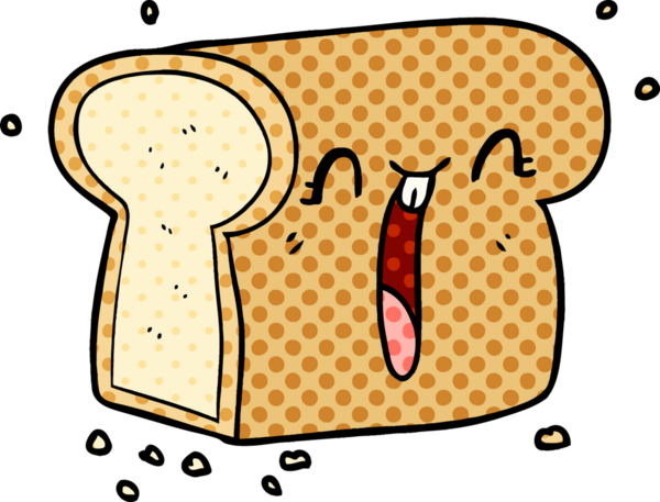 Bir insan tarafından çizilmiş gülen somun ekmek çizgi filmi