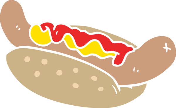 Bir insan tarafından çizilmiş düz renkli bir sosisli.