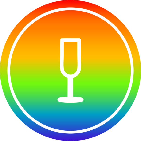 Bir insan tarafından çizilmiş gökkuşağı gradyatlı şampanya flütü ikonu.