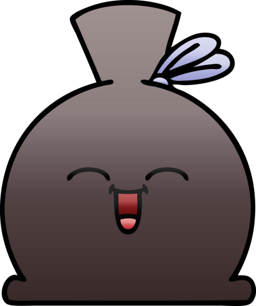 Bir insan tarafından çizilmiş bir çuvalın gölgeli çizgi filmi.