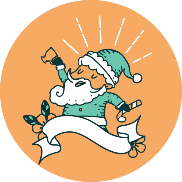 Bir insan tarafından çizilmiş dövme stili Noel Baba karakterinin simgesi.