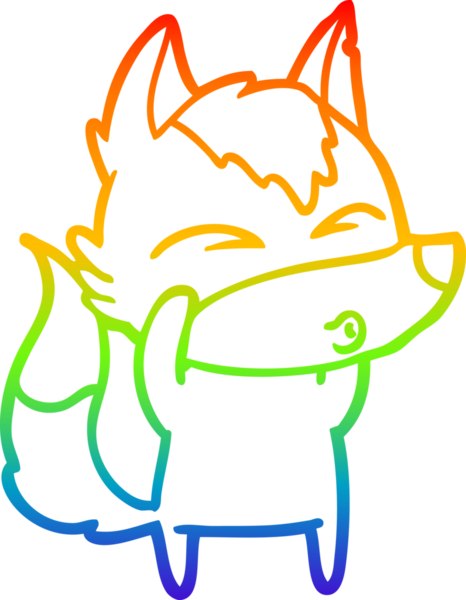 Gökkuşağı gradyan çizgi çizimi bir insan tarafından çizilmiş bir kurt çizgi filmi.