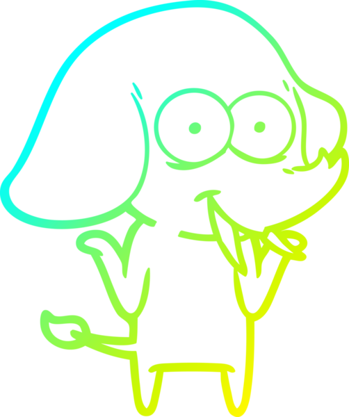 Bir insan tarafından çizilmiş mutlu bir filin soğuk gradyan çizgisi.