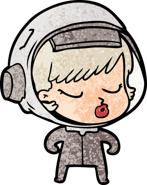 Bir insan tarafından çizilmiş güzel astronot kız.