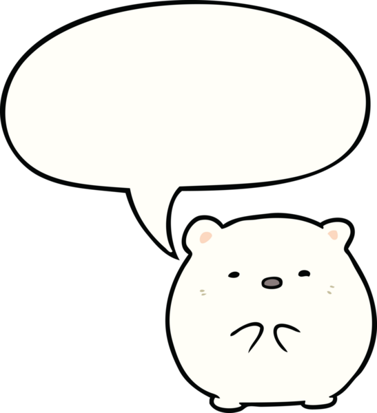 Bir insan tarafından çizilmiş konuşma baloncuklu şirin kutup ayısı.