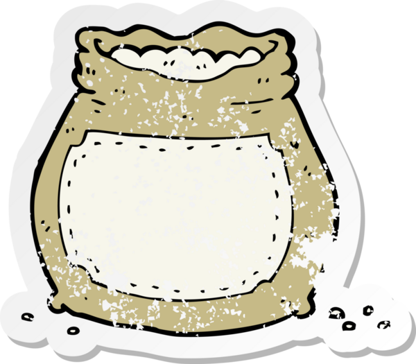 Bir insan tarafından çizilmiş bir un torbasının gerilemiş retro etiketi.