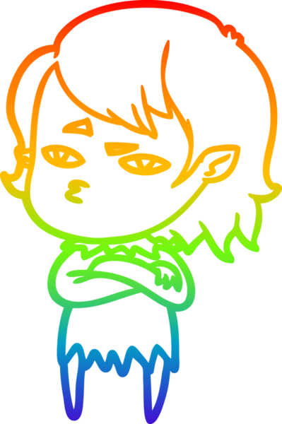 Gökkuşağı gradyan çizimi Bir insan tarafından çizilen vampir kız çizgi