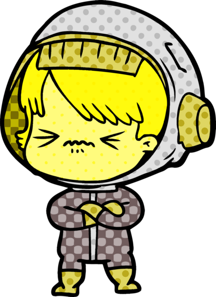 Bir insan tarafından çizilmiş kızgın uzay kızı.