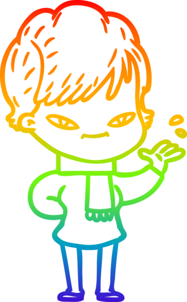 gökkuşağı gradyan çizimi bir insan tarafından çizilmiş mutlu bir kadın çizgi