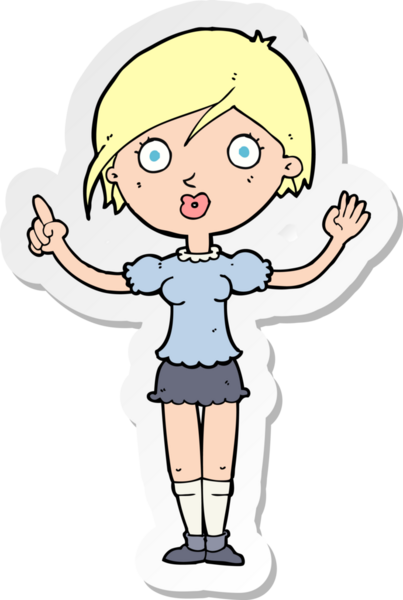 Bir insan tarafından çizilmiş soru soran bir karikatür kızının çıkartması.