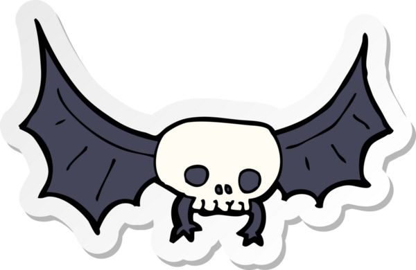 Bir insan tarafından çizilmiş bir karikatür, ürkütücü kafatası yarasası.