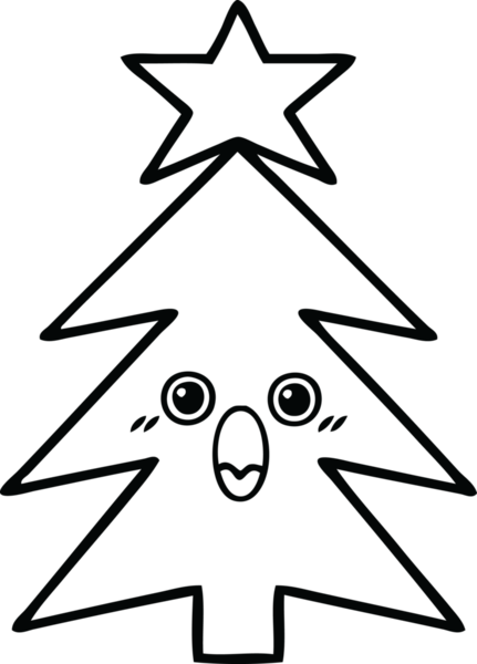 Bir insan tarafından çizilmiş bir noel ağacının çizgi çizimi