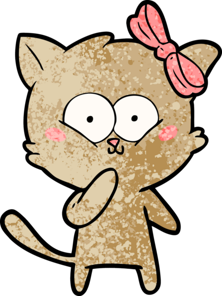 Bir insan tarafından çizilmiş çizgi film kedisi.