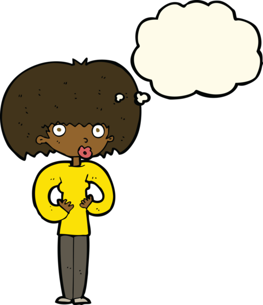 Bir insan tarafından çizilmiş düşünce balonlu bir karikatür.