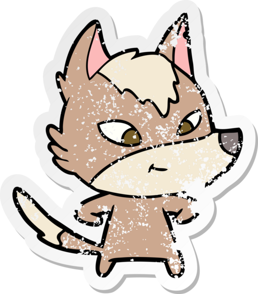 Bir insan tarafından çizilmiş dost canlısı bir kurdun sıkıntılı çıkartması.