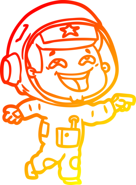 Bir insan tarafından çizilmiş gülen astronotun sıcak çizgi çizimi