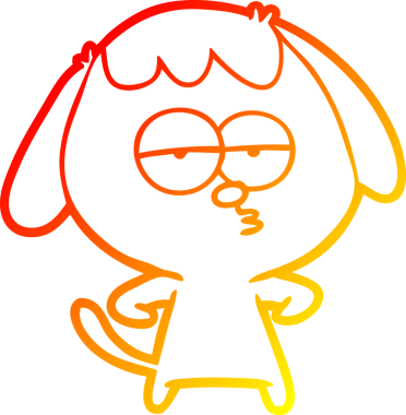 Bir insan tarafından çizilen ve sıkılmış bir köpeğin sıcak çizgi çizimi.