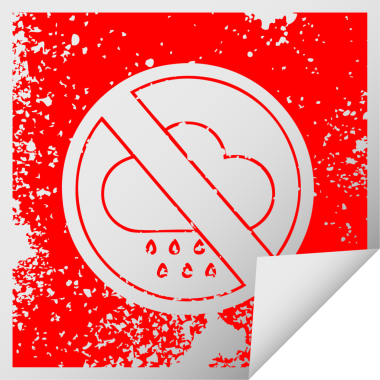 Bir insan tarafından çizilen tabelaya izin verilmeyen yağmurun kareli soyma etiketi sembolü