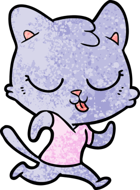 Bir insan tarafından çizilmiş çizgi film kedisi.