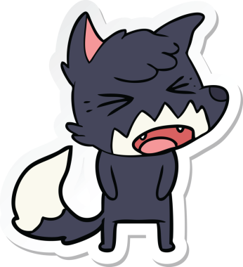 Bir insan tarafından çizilmiş kızgın bir tilkinin çıkartması.