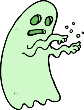 Bir insan tarafından çizilmiş çizgi film hayaleti.