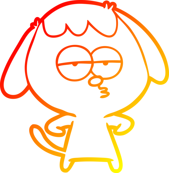 Bir insan tarafından çizilen ve sıkılmış bir köpeğin sıcak çizgi çizimi.