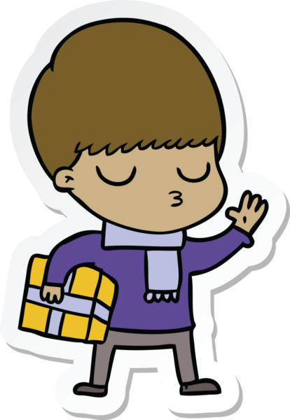 Bir insan tarafından çizilmiş sakin bir çocuğun çıkartması.