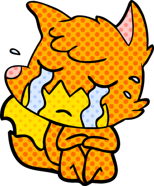 Bir insan tarafından çizilmiş ağlayan tilki çizgi filmi.