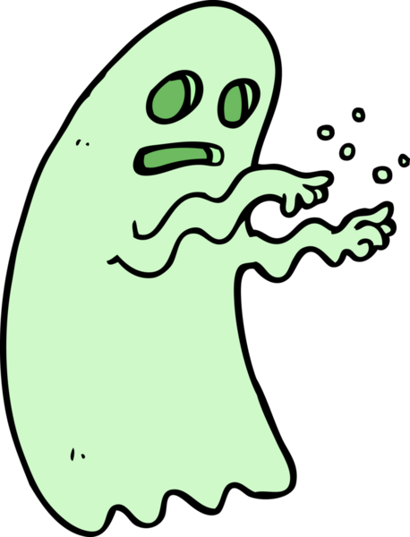 Bir insan tarafından çizilmiş çizgi film hayaleti.