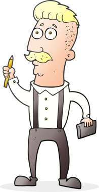 Bir insan tarafından çizilmiş defteri olan çizilmiş bir karikatürcü.