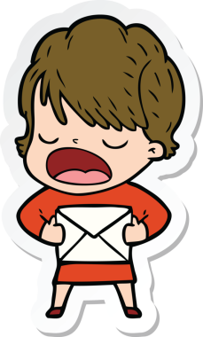 Bir insan tarafından çizilmiş bir karikatür kadının çıkartması.