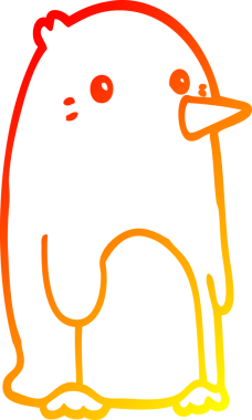 Bir insan tarafından çizilen karikatür pengueninin sıcak çizgi çizimi