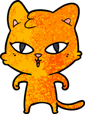 Bir insan tarafından çizilmiş çizgi film kedisi.