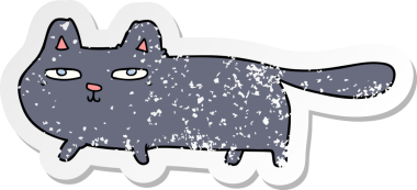 Bir insan tarafından çizilmiş sinsi bir kedinin sıkıntılı çıkartması.