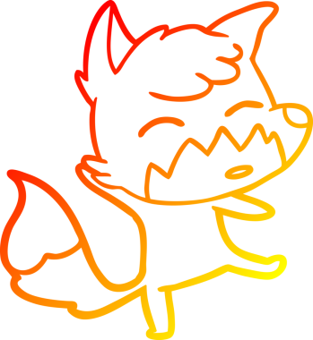 Bir insan tarafından çizilmiş bir tilkinin sıcak çizgi çizimi