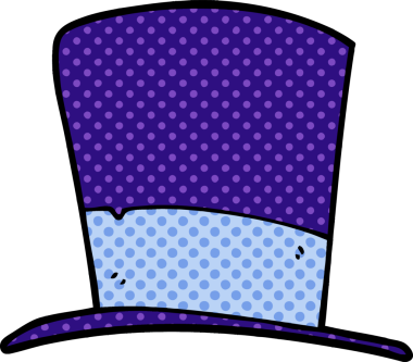 Bir insan tarafından çizilmiş karikatür silindir şapka.