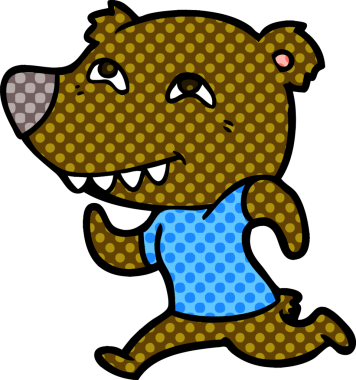 Bir insan tarafından çizilmiş çizgi film ayısı.