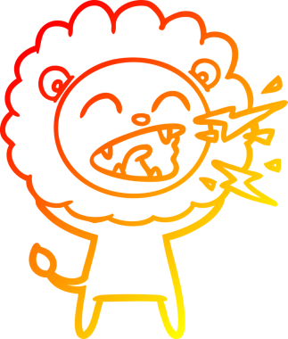 Bir insan tarafından çizilen kükreyen bir aslanın sıcak çizgi çizimi