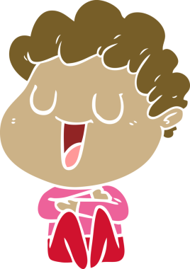 Bir insan tarafından çizilmiş düz renkli karikatür adam.