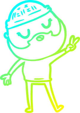 Bir insan tarafından çizilmiş sakallı bir çizgi film karakteri.