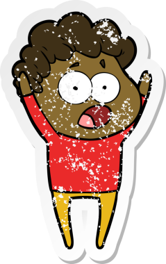 Bir insan tarafından çizilen şaşkınlık içinde soluk soluğa kalmış bir çizgi film karakterinin sıkıntılı çıkartması.