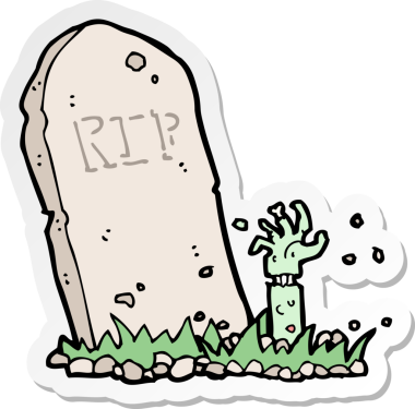 Bir insan tarafından çizilmiş bir zombi çizgi filminin çıkartması.