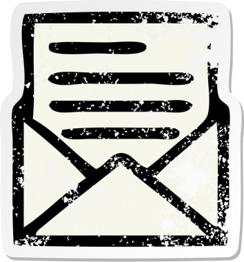 Sevimli bir karikatür mektubu ve bir insan tarafından çizilmiş zarfın sıkıntılı etiketi.