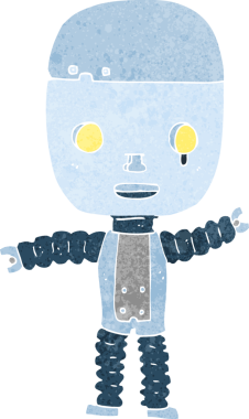 Bir insan tarafından çizilmiş çizgi film robotu