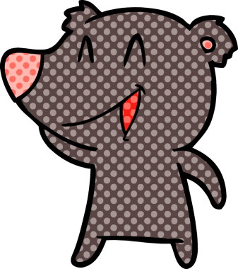 Bir insan tarafından çizilmiş gülen ayı çizgi filmi.