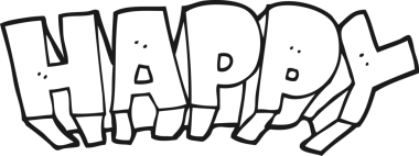 Bir insan tarafından çizilmiş mutlu siyah beyaz bir çizgi film.