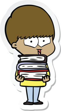 Bir insan tarafından çizilmiş mutlu bir çocuğun çıkartması.